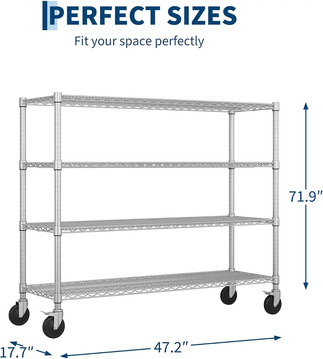 Tacleekii 4-Tier 5-Tier Storage Rack Metal Wire Shelving Unit with Wheels Steel Wire Storage Shelving,for Garage,Basement,Kitchen,Warehouse,Black