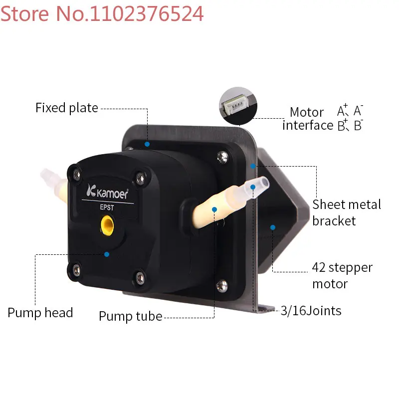 

Kamoer EPST Stepper Motor 24V linear peristaltic pump 500ml flow rate methyl alcohol dosing pump for laundresses