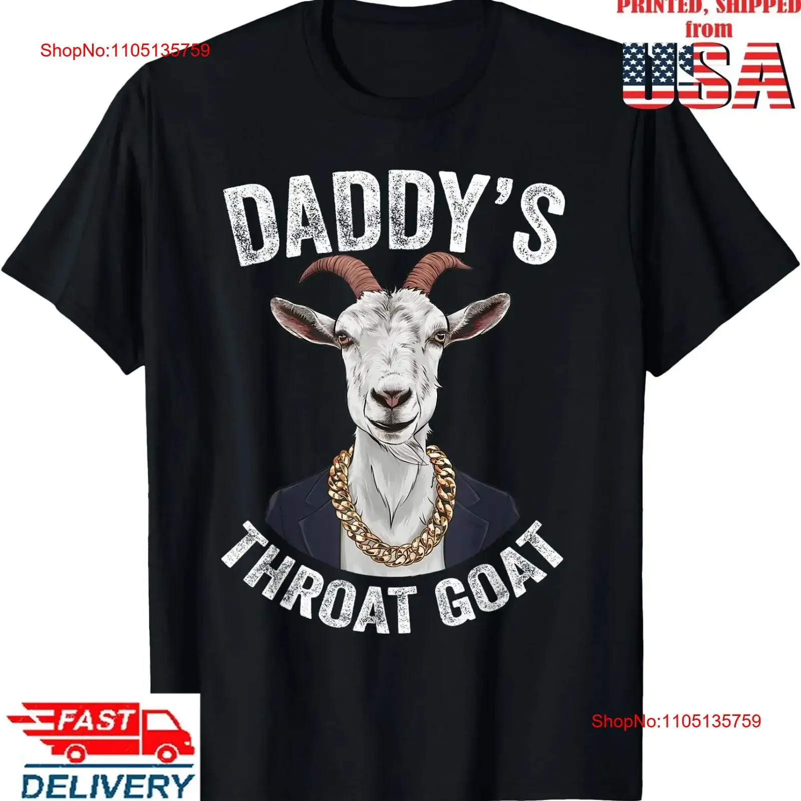 

Daddy's Throat Goat T Shirt vintage Washed Top For Everyday Wear designer clothes Versatile Comfortable Breathable Stretched