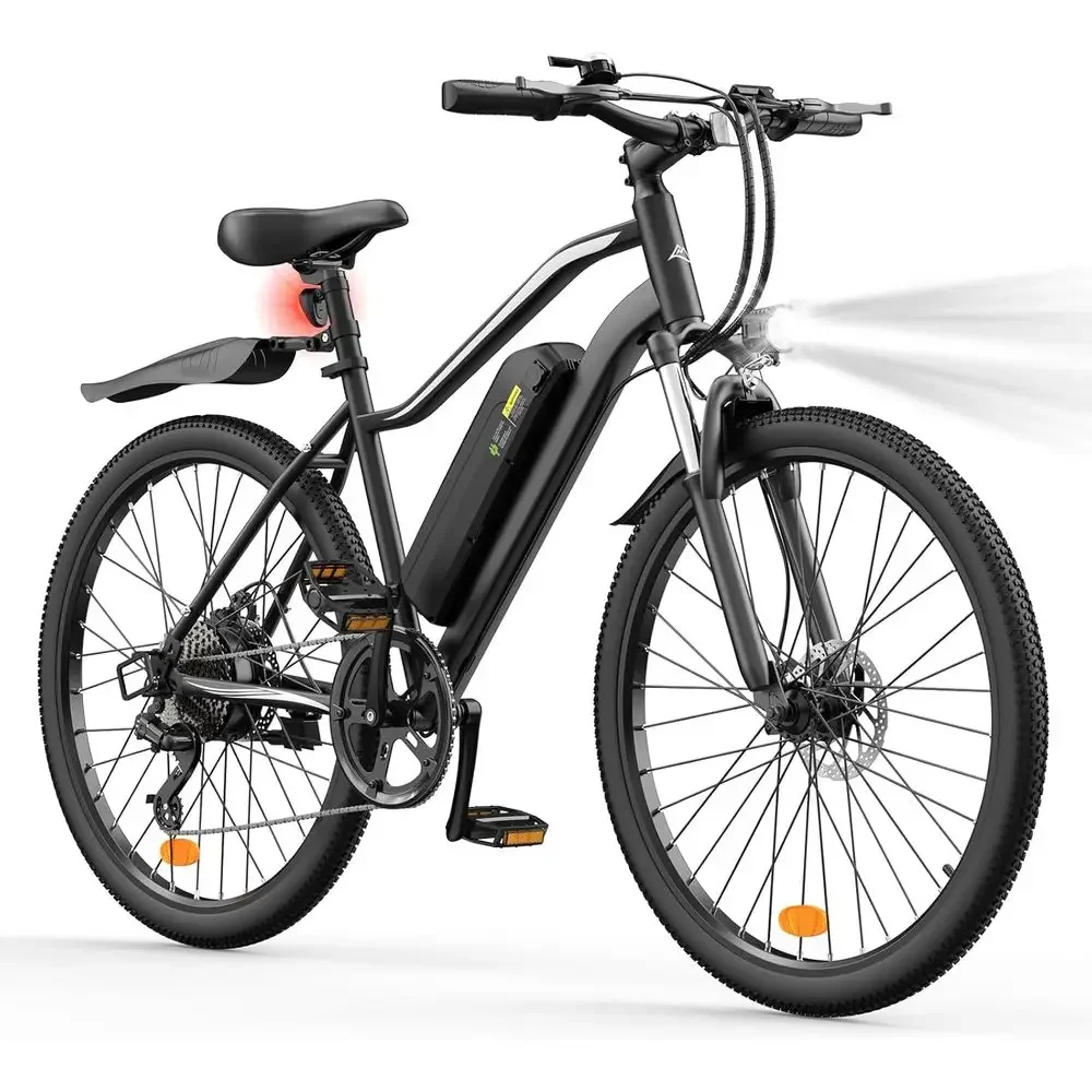 

High-Power 750W Electric Bike: 60 Miles Range, 20MPH, 26'' Tires, Durable Battery, Shock Absorber for Adult Commuters