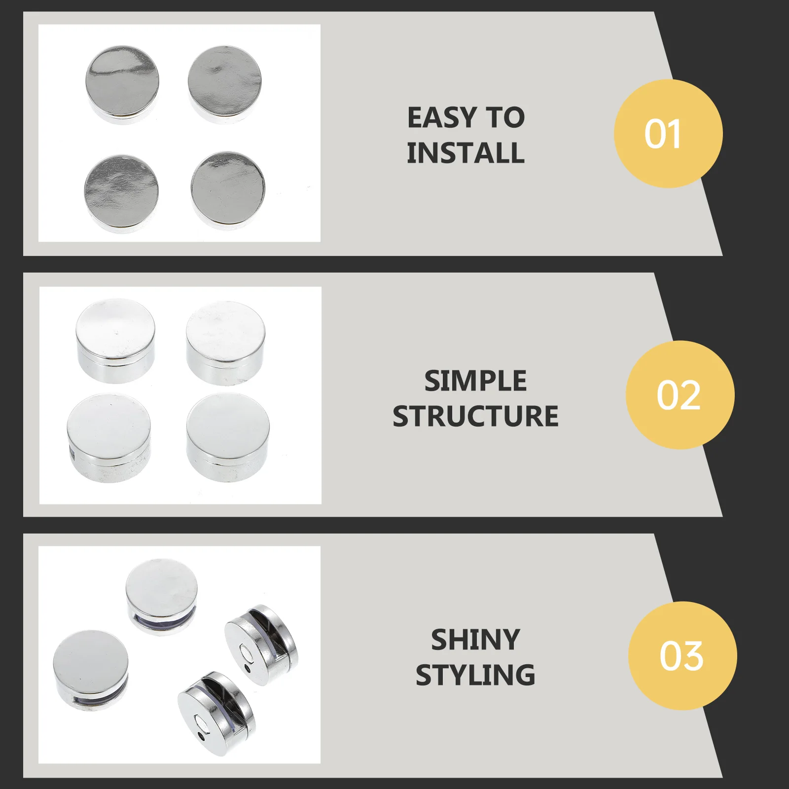 

4pcs Mirror Zinc Alloy Mirror Clamps Wall-Mounted Fixing Clamps Punch Free Design Silver Color Durable Sturdy Easy Install Glass