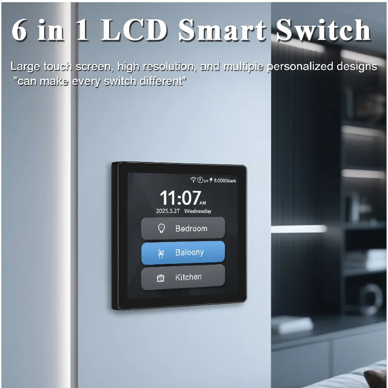 

Graffiti Smart Touch Screen Switch Zigbee Wifi 1/2/3/4/Multi Language 6-In-1 Smart Screen Display Switch App Remote Control