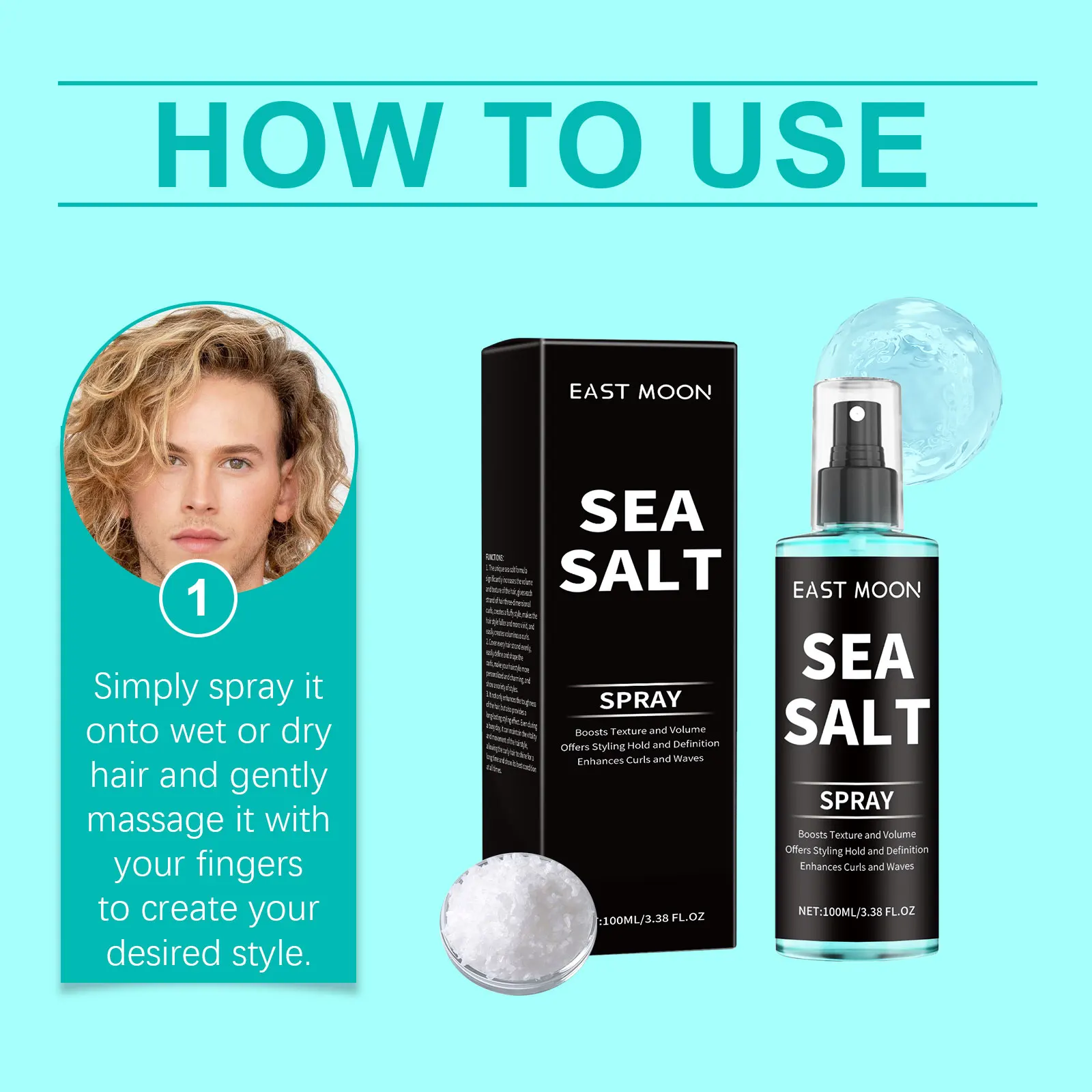 Sea Salt Hair Styling Spray Lazy Curl Finalization Natural Ingredients Fluffy Not Greasy Creating Natural Textures Hair 100ml