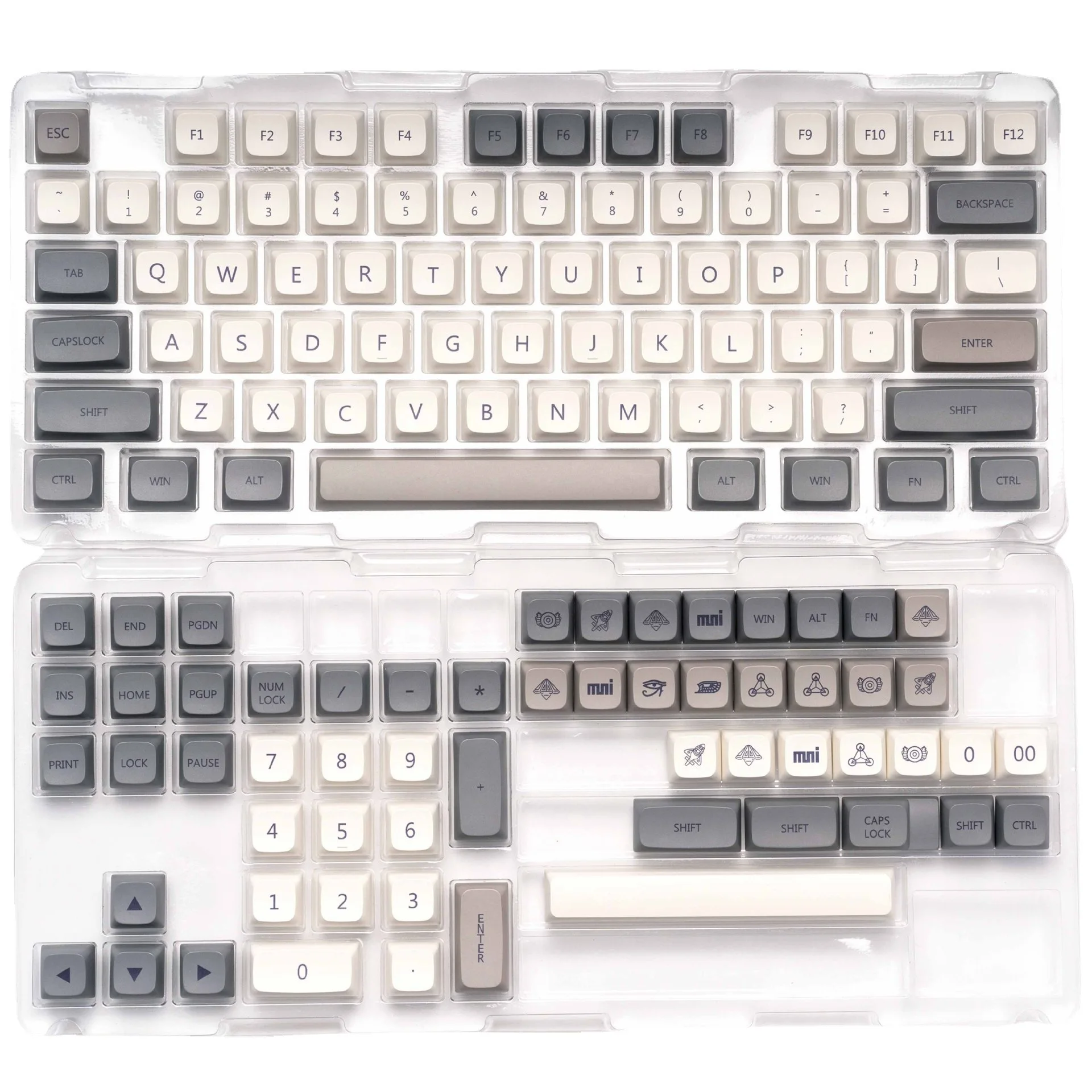 133 مفتاحًا ياباني كوري تايلاند روسي XDA Profile PBT Keycap للوحة المفاتيح الميكانيكية MX Switch أغطية مفاتيح باللون الأبيض والرمادي البسيط