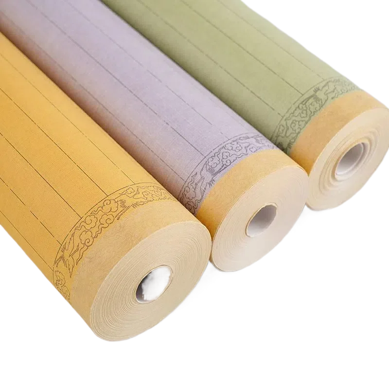 

Batik Calligraphy Xuan Paper Retro Brush Writing Practice Gridding Rice Paper Long Scroll Regular Script Half Ripe Rice Paper