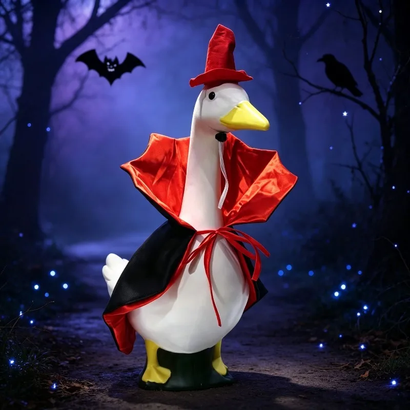 Porch Goose Hooded Vampire Cape Set Red Cloak Custom Design for Halloween Christmas Easter Holiday Decor,without Goose