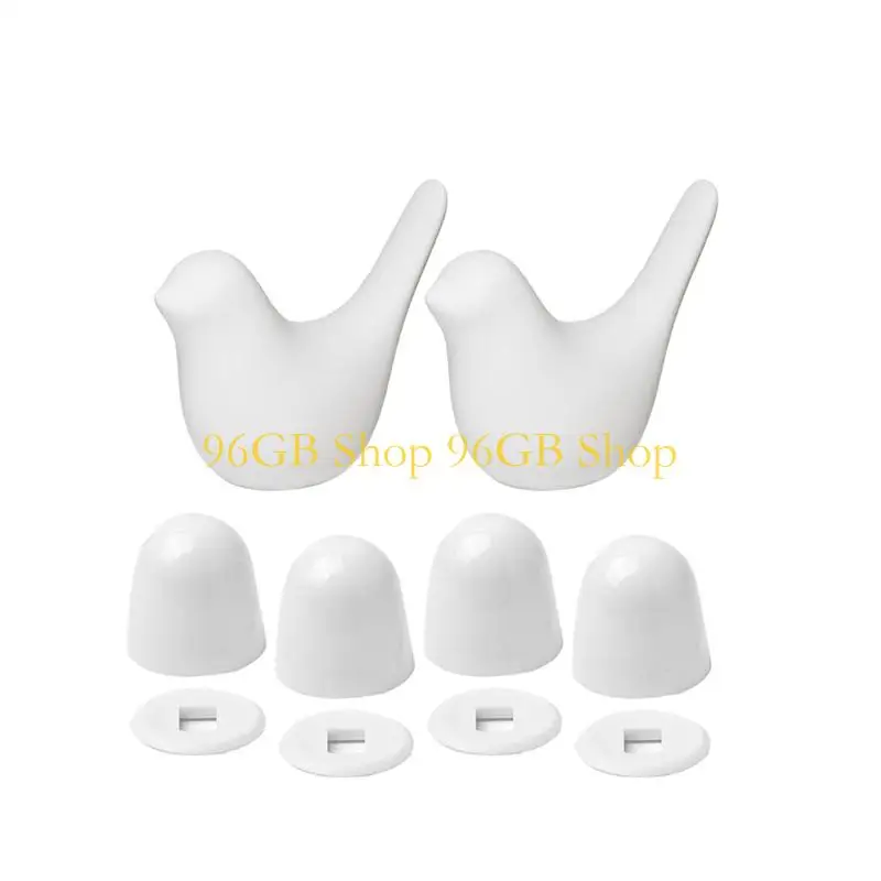 96GB Motorhome Toilet Bolt Concealers Caps Ceramic Bird Design ABS Material Safe Cover Solution Quick Installation No Tools