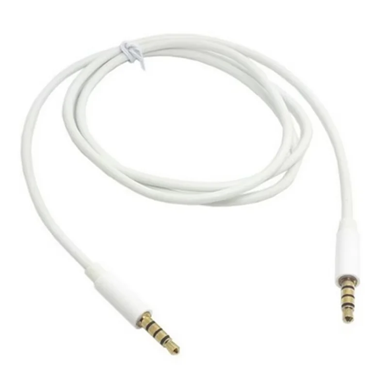 3.5mm Male to 3.5mm Male 4 Pos. Cable for Car Audio stereo AUX Lin in 100cm 1m 3ft White