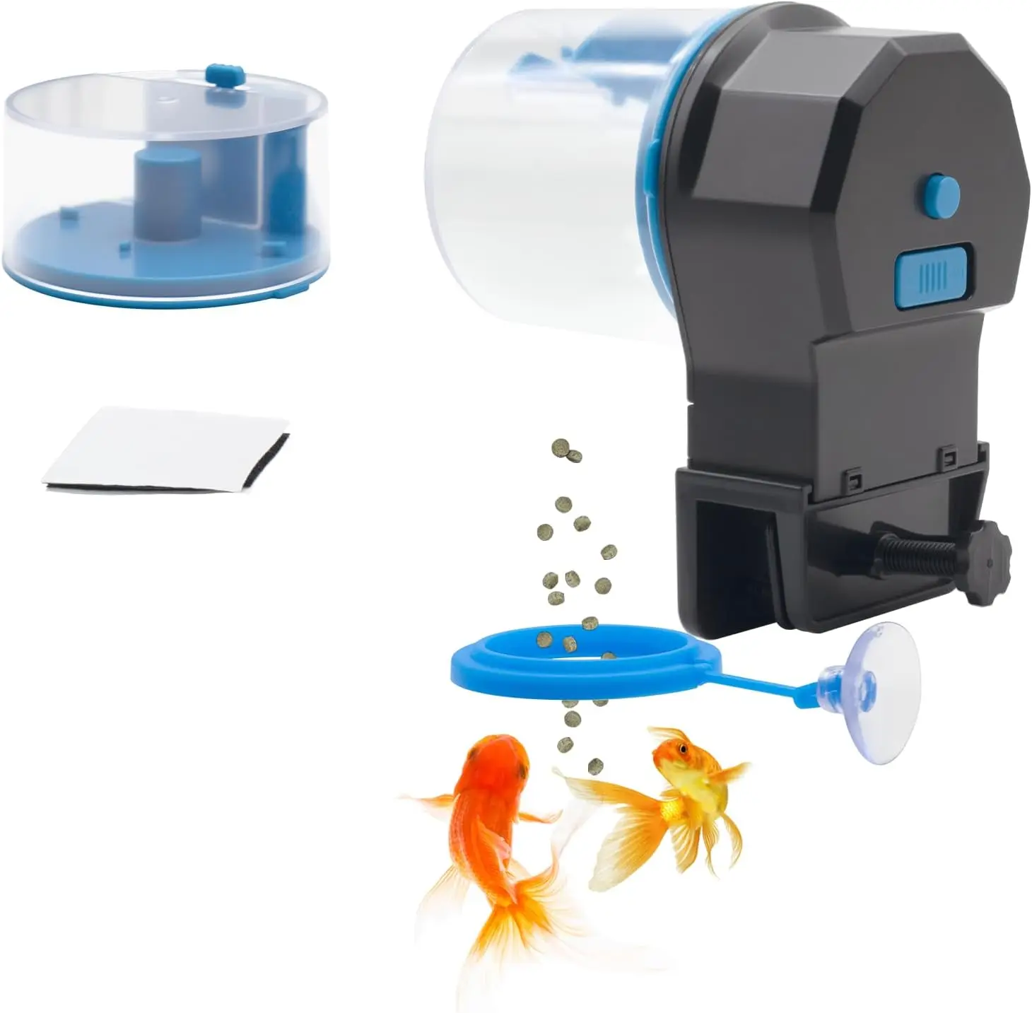 Automatic Fish Feeder 12/24H Timed Aquarium Feeder 100ml/210ml Battery Operated with Clip and Velcro for Fish Tank
