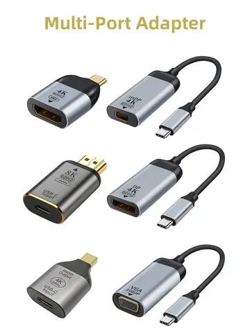 USB C To HDMI Adapter 4K 8K 60HZ Cable USB Type-C to DP MiniDP 1.4 Converter VGA HDTV Displayport Adapter for MacBook M2 M3 Air