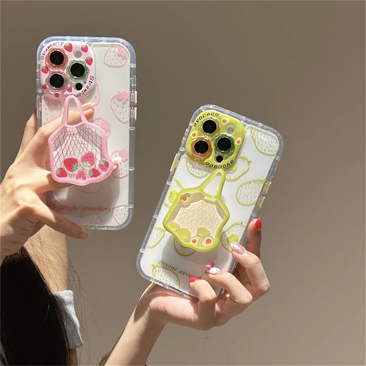 

Summer Cute Avocado Painting Phone Case For iPhone 16 Pro 13 14 15 Pro Max Cover with Shaking Stand Holder Shockproof Cases Capa