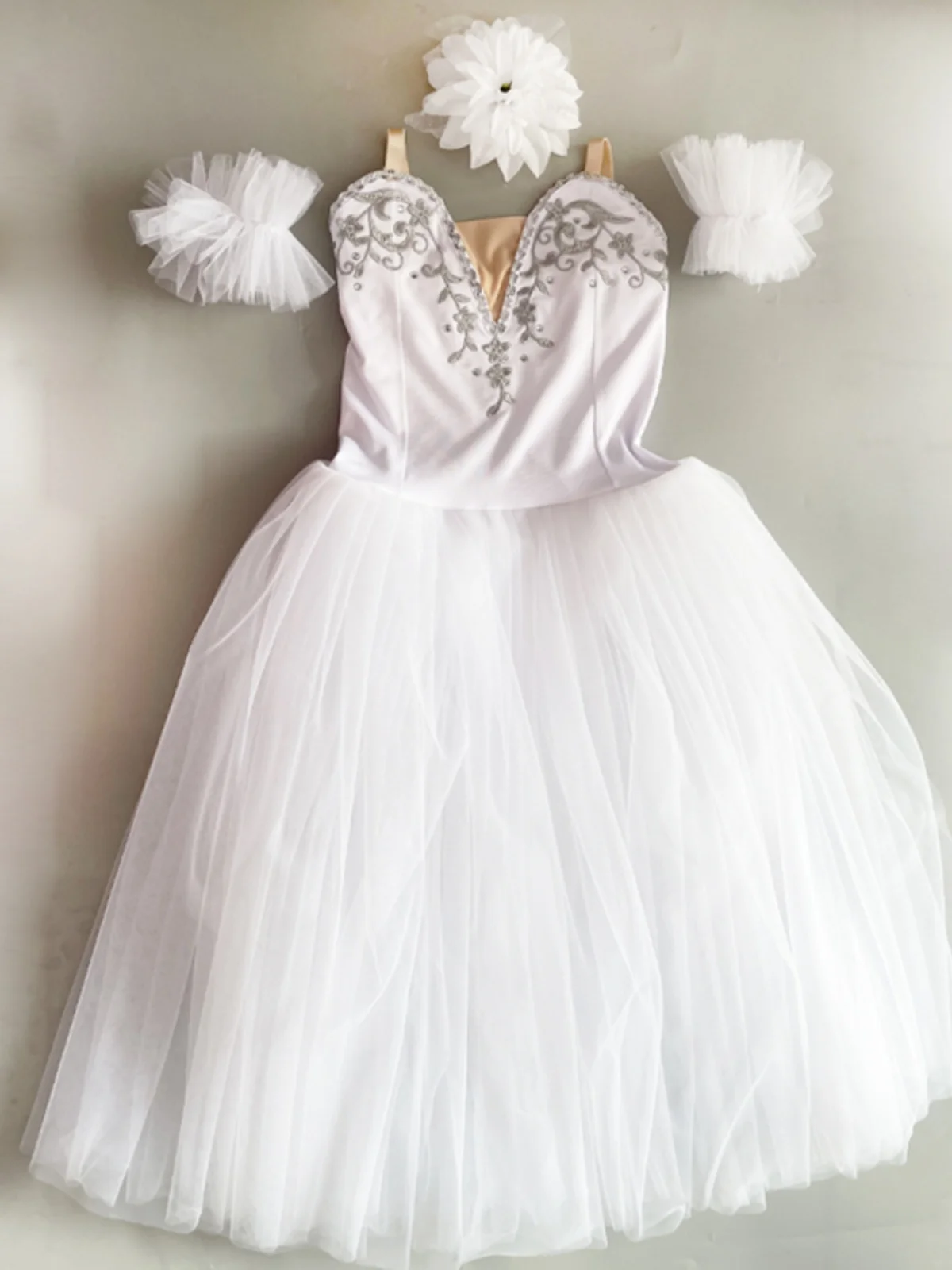 Vestito da balletto ragazze bianche Tutu gonna di balletto abito lungo da Ballerina per bambini Swan Dance Performance gonne di danza del ventre da