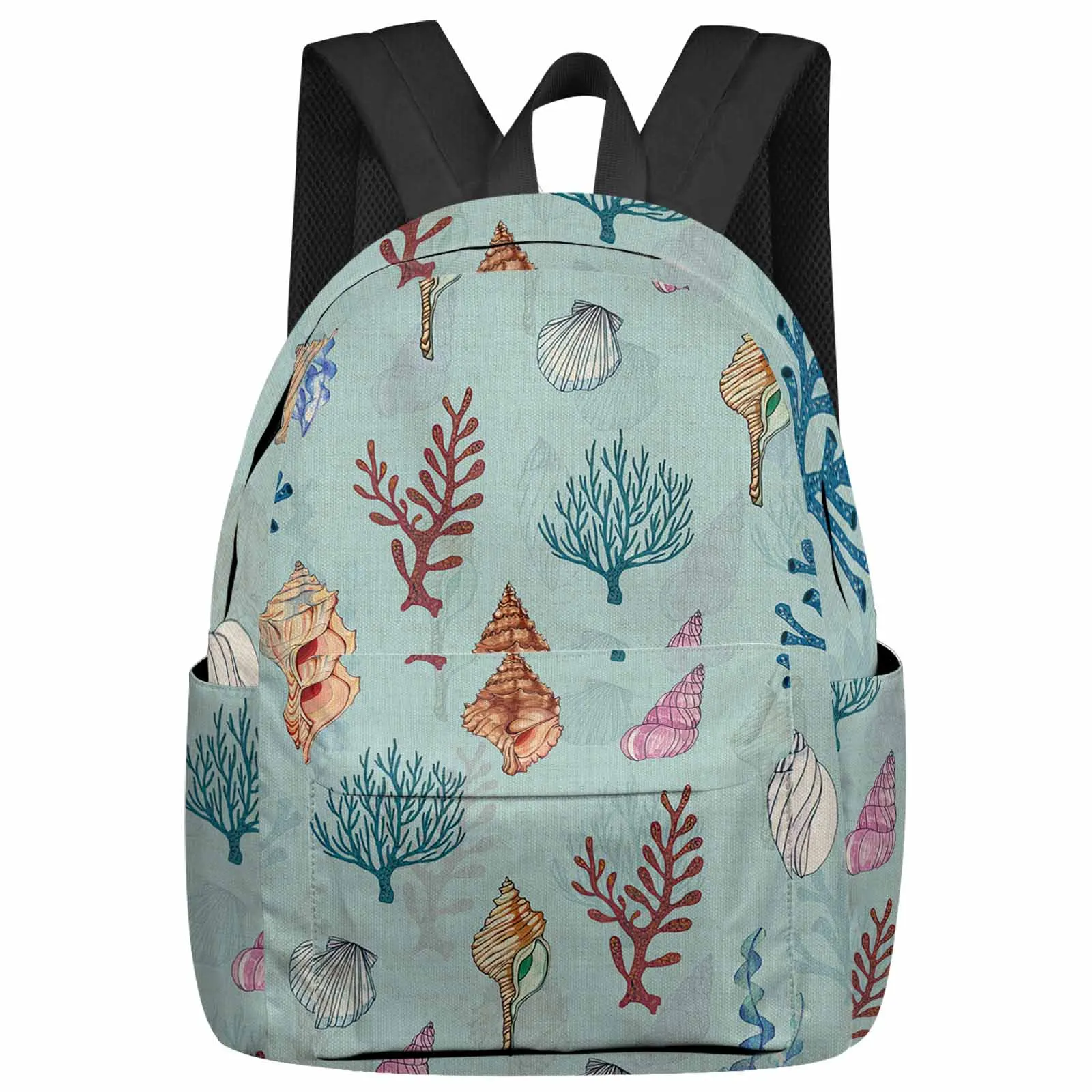 

Coral Kelp Shell Conch Large Capacity Backpack Men Laptop Bags High School Teen College Girl Student Mochila