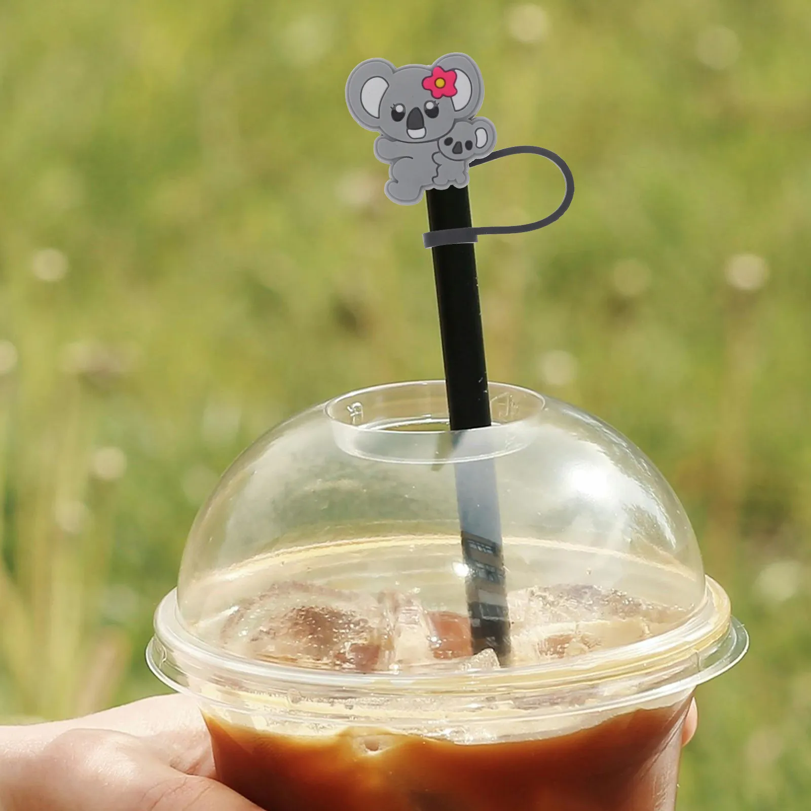 10Pcs Koala Silicone Straw Covers Washable Reusable Straw Tip Plugs for Beverage Straws Eco Friendly Smoothie Juice Milkshake