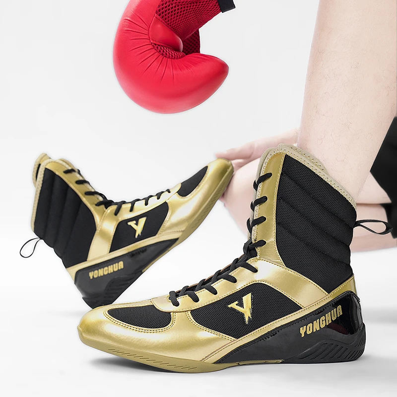 Zapatos de lucha libre para hombres, zapatos deportivos de boxeo de entrenamiento profesional, zapatos voladores de lucha transpirables de malla lujosa