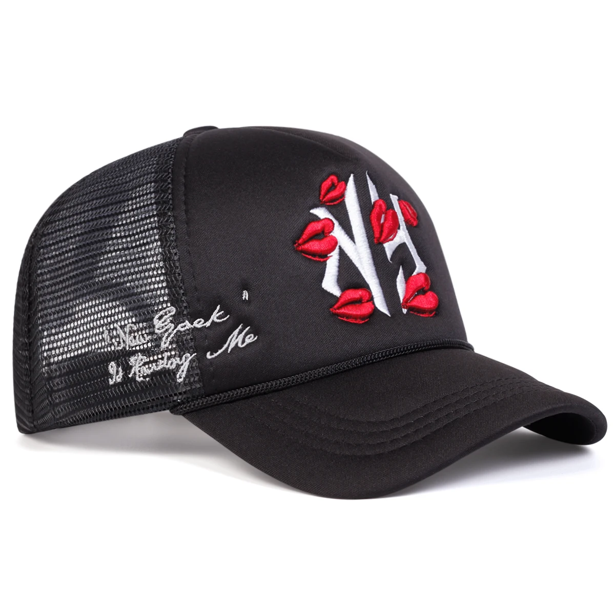 Unisex Letter Lips Embroidery Baseball Net Caps Spring and Summer Outdoor Adjustable Casual Hats Sunscreen Hat