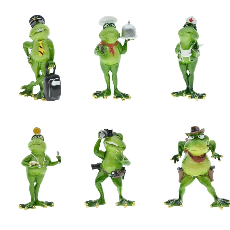 Garden and Home Decors Resins Frogs Figurine Dentists Cowboy Animal Miniature Statue Ornament for Desktop Book Drop Shipping