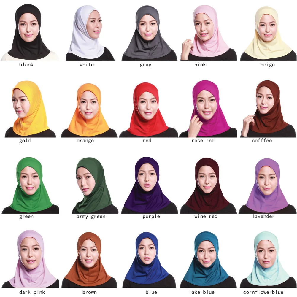 Donne Underscarf berretto interno Hijab musulmano un pezzo Amira foulard turbante scialli avvolgere copertura completa del collo sciarpa cofano cappello copricapo