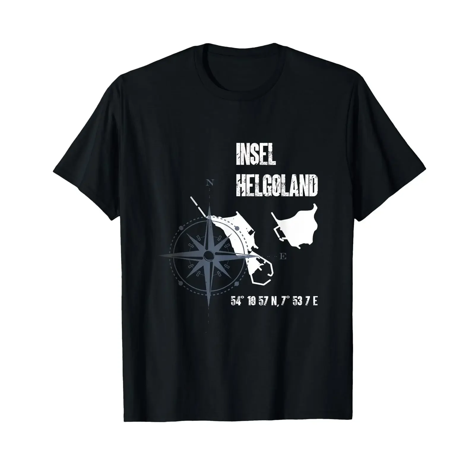 Helgoland North Sea Island Coordinates Map Holiday T Shirt vintage Washed Top For Everyday Wear graphic streetwear Versatile