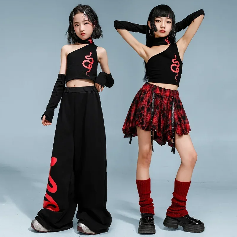 

Детские костюмы для джазовых танцев с открытым пупком, черный комплект с жилетом с серебряными бахромами, модный наряд для выступлений на подиуме и уличных танцев