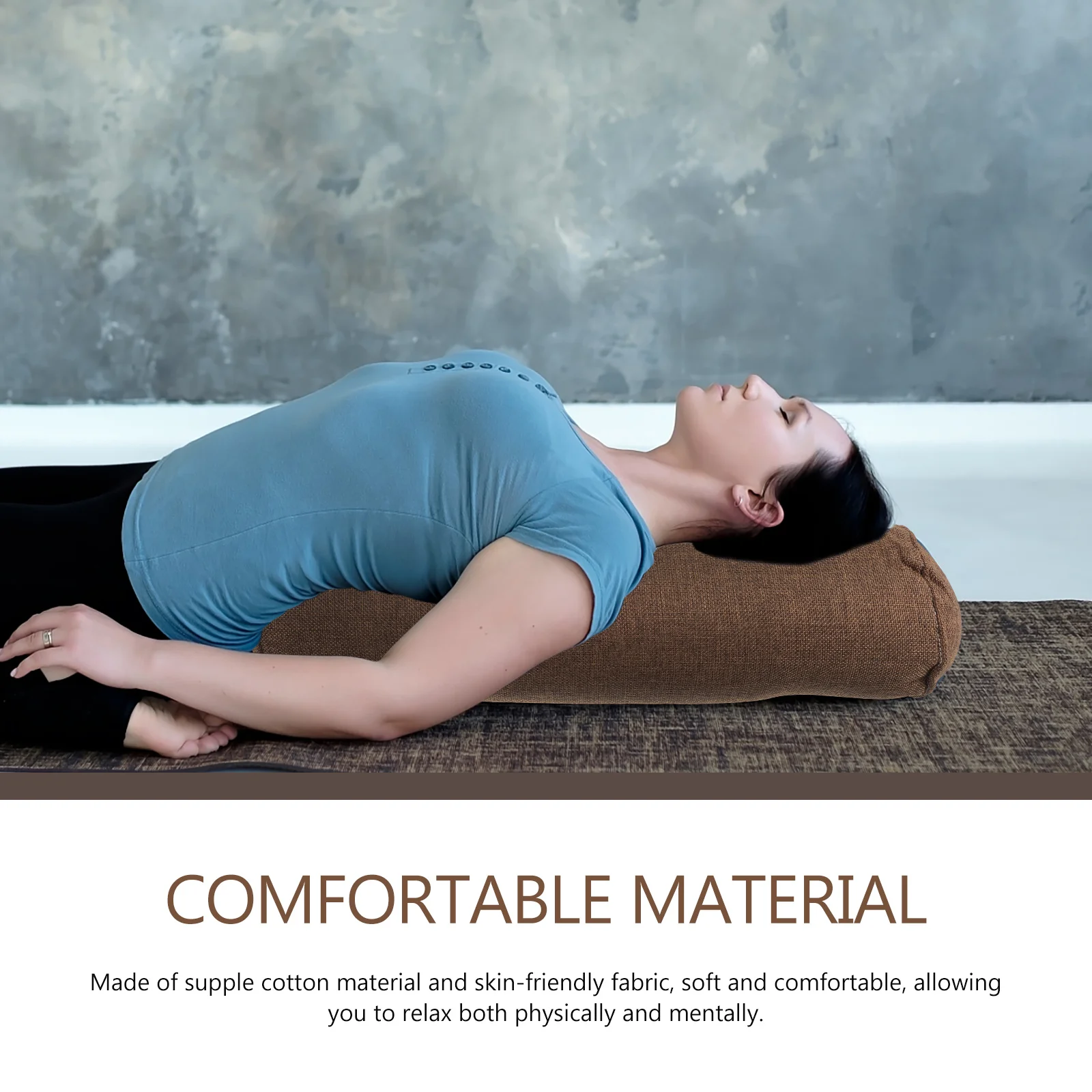 

Soft Cylinder Yoga Pillow for Lumbar Support Cotton Throw Cushion Ideal for Yoga Pilates Beginners Women Home Fitness Equipment