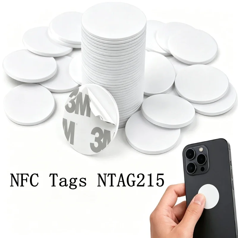 DIXSG Ntag215 13.56MHz NFC Coin Bonding Card Badge ISO/EC14443A 25mm Waterproof PVC 215 Electronic Tags Round card