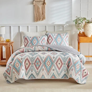 Quilted Geometric Bedspread Set 1