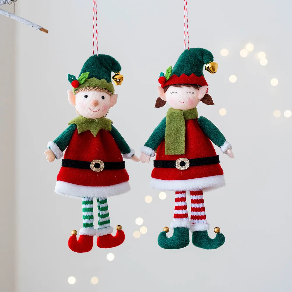 

18*9cm Christmas Doll Hanging Figurine Festive Design Good Fortune Hand-sewn Craftsmanship Playful Posing Soft Material