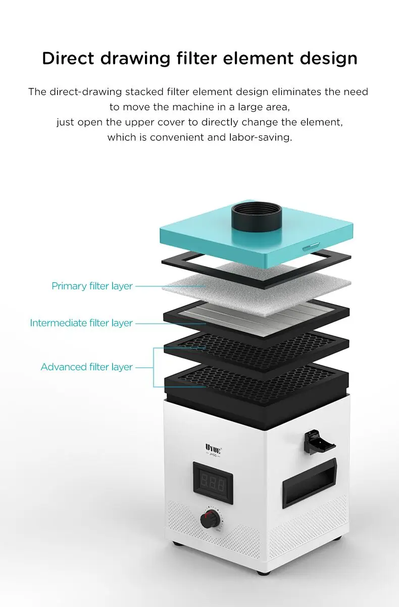 UYUE 2in1 Soldering Smoke Absorber Cleaner Dust Purifier Smoking Purification Fume Extractor Air Cleaner Filter Dust Clean Room