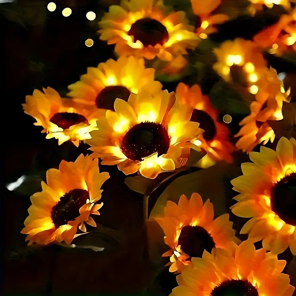 Home garden decoration solar lights, simulated sunflower garden, lawn landscape floor lights