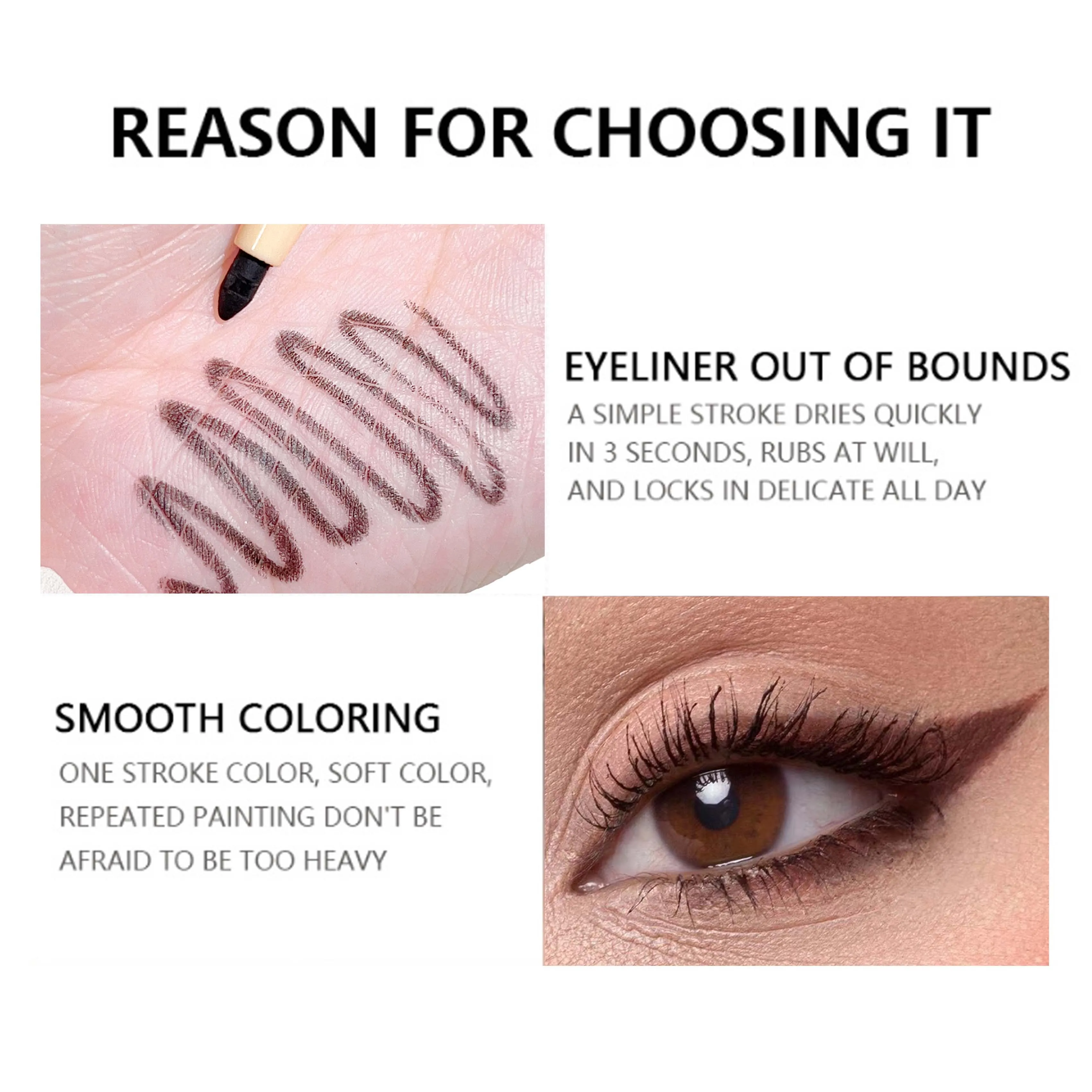 HISYI Wasserfester, langlebiger, wischfreier Eyeliner, geeignet für Anfänger und einfach zu bedienen, natürlicher Slim-Gel-Eyeliner