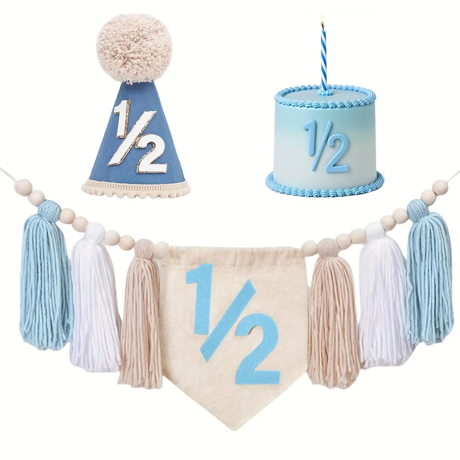 Halbjähriges Geburtstagsparty-Dekorationsset, in vier Farben erhältlich, Quastengirlande im Bohemian-Stil für die erste Geburtstagsfeier – Detail 2