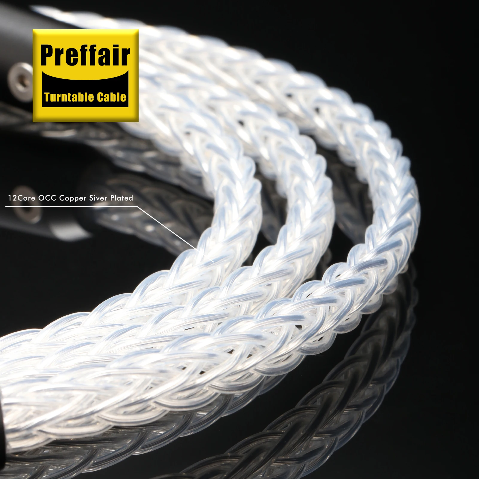 Preffair L303 12Core OCC Silver Plated Turntable Phono Cable Carbon Fiber Rhodium Plated 2RCA to 2RCA Audio Wire