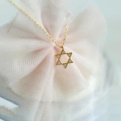 s925 sterling silver gold-plated necklace fashion artistic design clavicle chain female six-pointed star jeweled pendant