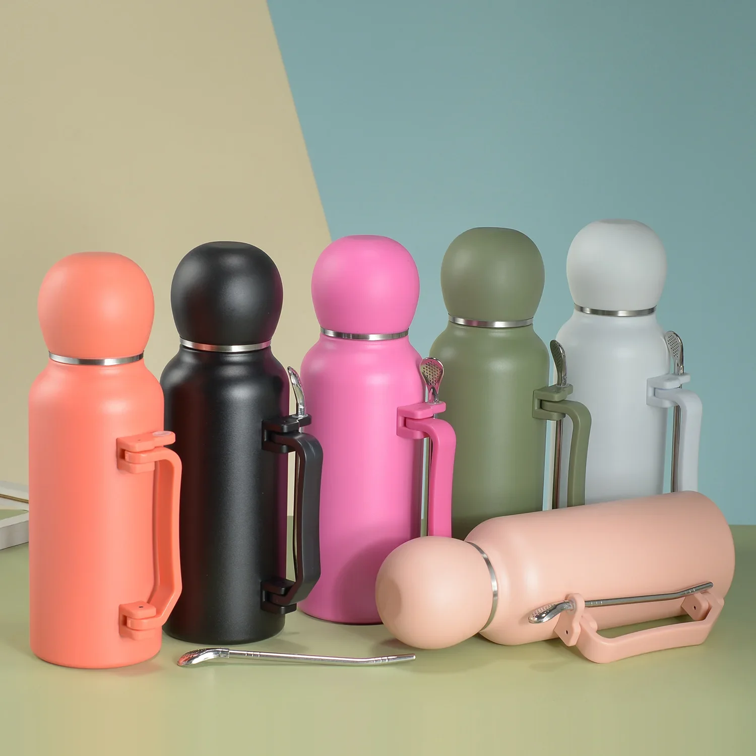 Stainless Steel Yerba Mate Thermos 1200ml Large Capacity Portable Vacuum Flask Outdoors Insulated Tumbler Handle Water Bottle