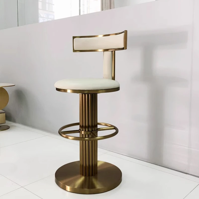 

Luxury Gold Stainless Steel High Bar Stool Event Pub Counter Nightclub Leather Upholstered Chair