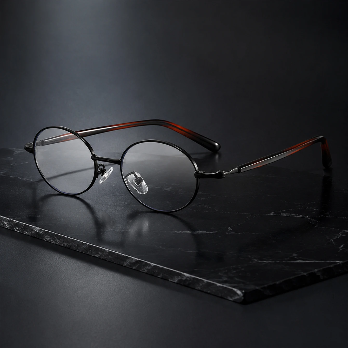1pc Retro Oval Metal Eyeglasses Frame Vintage Small Round Eyewear Glasses Frame No-Prescription Blue Light Lenses for Men Women