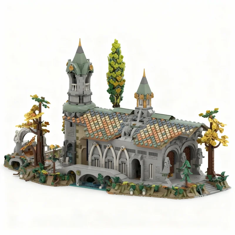 5412pcs MOC The Hobbit And Lord Of The Rings Rivendell Horse Stables Model Building Blocks Assemble Creative Display Art Brick
