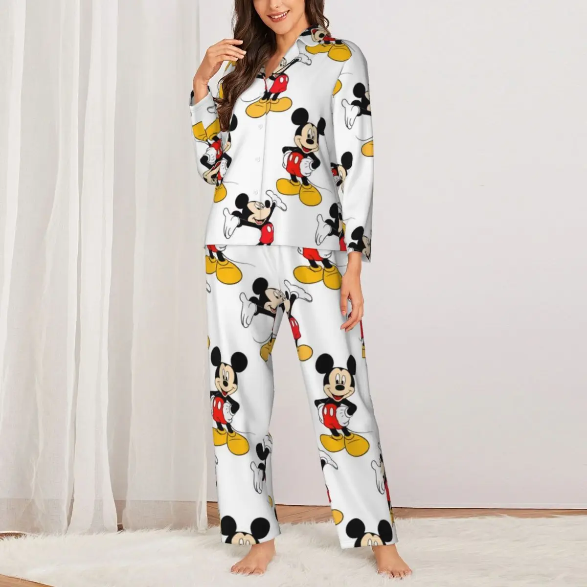 Disney Mickey Mouse Women Pajamas 2 Pieces Set Loungewear pyjama pour femme