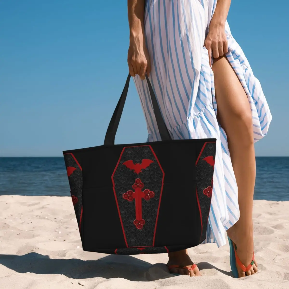 

Gothic Vampire Halloween Haunted Mansion 2 Beach Tote Bag Sport Gym Yoga Duffle Large Tote Bag Women Travel Bag Fitness bag