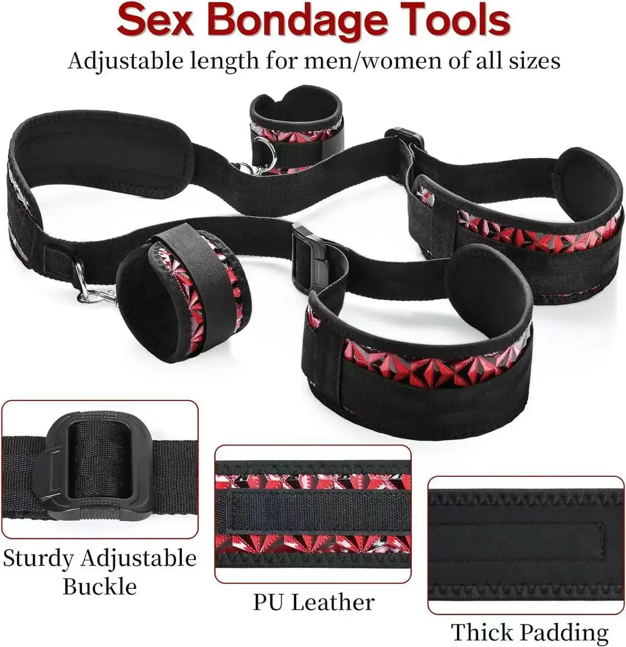 Bondage Harness Sex Eye Mask Open Leg Ankle Cuffs Restraints Slave Sex Toys For Couples Women's Exotic Accessories