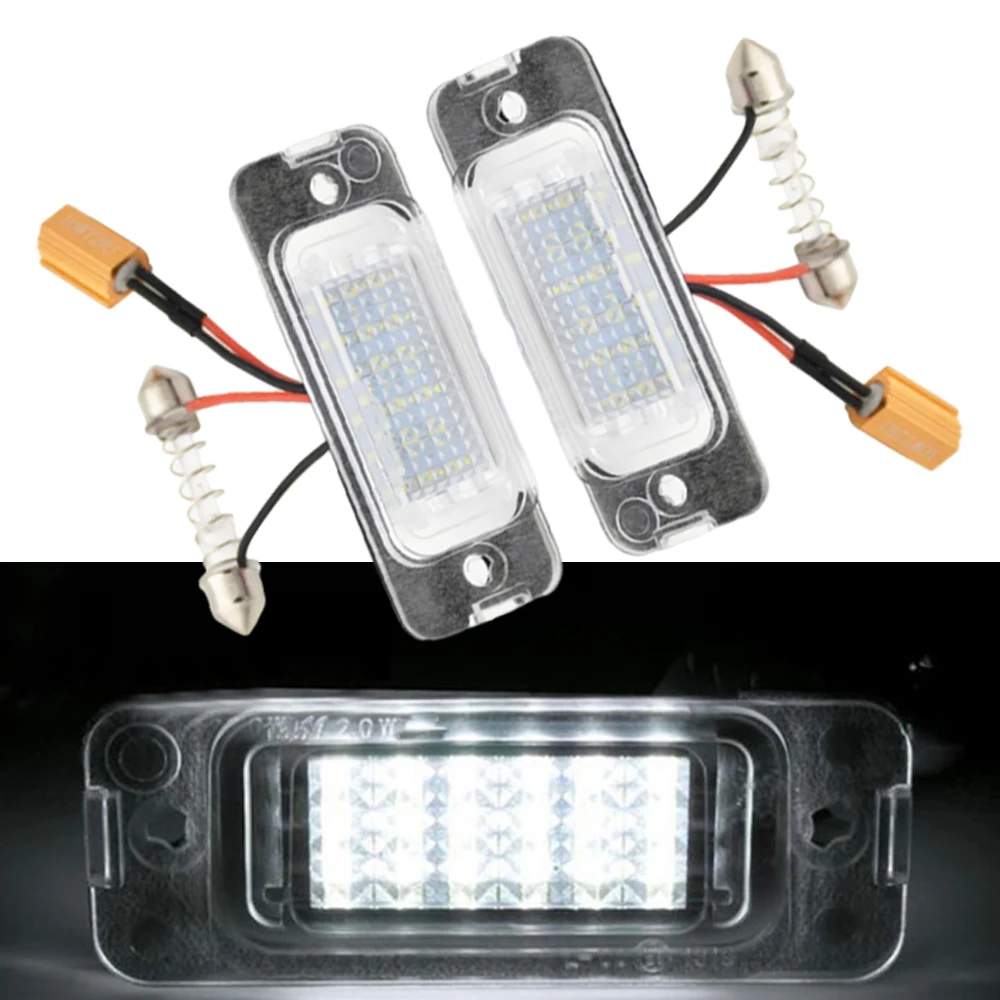 12V 2Pcs Car LED License Number Plate Lights For Mercedes-Benz 1638200066 A1638200066 2518200166 A2518200166 Xenon White Color