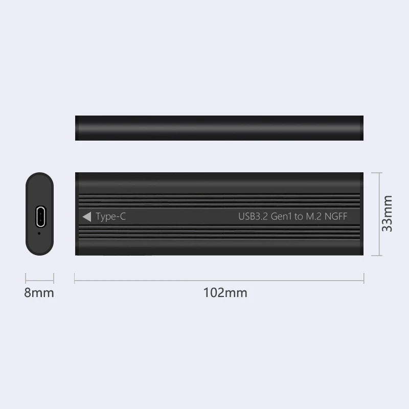 Usb3.2 tipo-c gabinete de unidade de estado sólido liga de alumínio adaptador sata externo caixa de disco rígido para desktop portátil