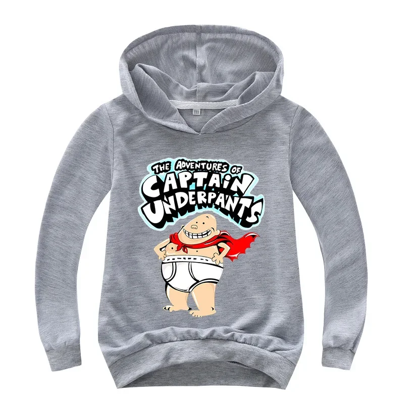 2-16Years Captain Underpants Hoodie Kids Sweatshirt Baby Boy Clothes Children Hooded Sweater for Toddler Girls Long Sleeve Coats