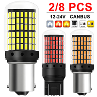 2-8 PCS CANBUS T20 7443 P21W PY21W 1156 BA15S BAU15S LED Bulb For 6500K White Car Turn Signal Tail Reverse Lights 2000LM 12V 24V