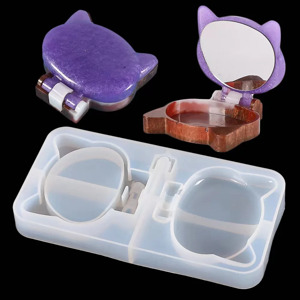 DIY Crystal Epoxy Mould Makeup Box Epoxy Resin Silicone Mould Ladies Mirror Jewelry Accessories