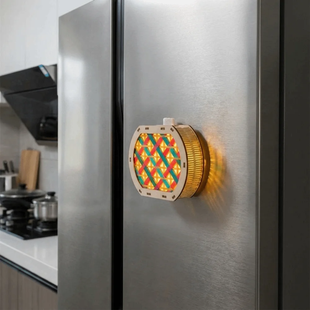Chinese Style Bamboo Woven Refrigerator Magnet Handmade DIY Material Kit Mid-Autumn Festival Lantern Colorful with Led Light