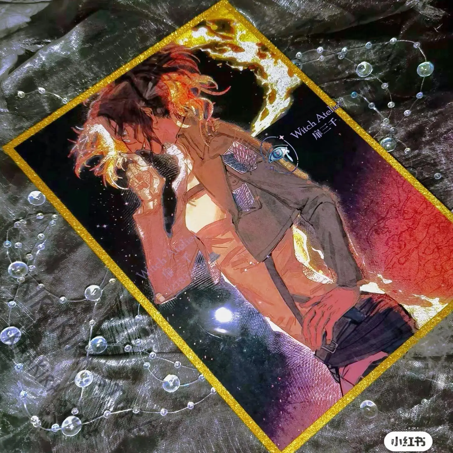 

Hange Zoe Flame Double Flash Badge Laser Ticket Cosplay Attack on Titan Anime Acrylic Coloured Paper Cartoon Decoration Gift