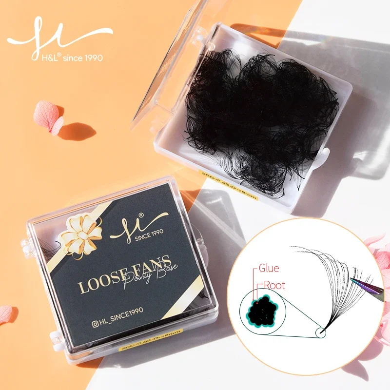 H&L SINCE 1990 Narrow Stem Premade Volume Fans Lash Loose Fans 3-14D Slim Thin Pointy Base Russian Volume Fans Eyelash Extension