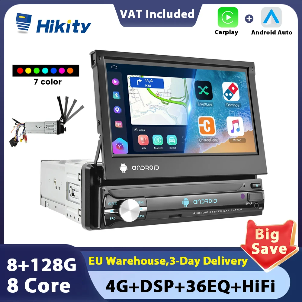 Hikity 7'' Android Car Radio 1 Din Car Multimedia Player GPS Navigation Wifi Auto MP5 Bluetooth USB FM support Rear Camera